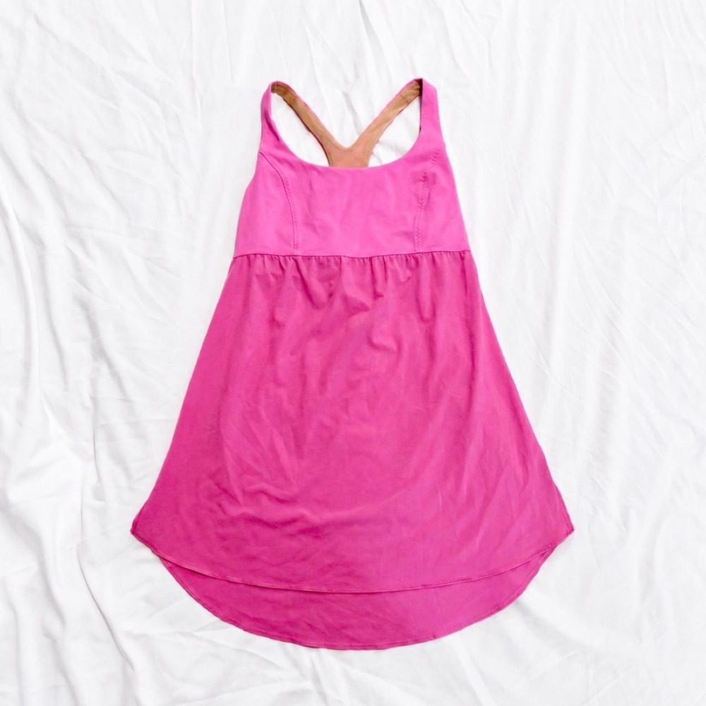 Lululemon Venus Babydoll Pink Yoga Tank Top Built In Bra Womens 6